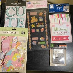 Lot of scrapbooking stickers for a baby girl
